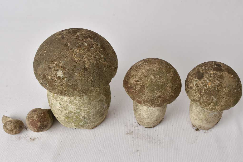 3 vintage garden mushroom decorations 11"