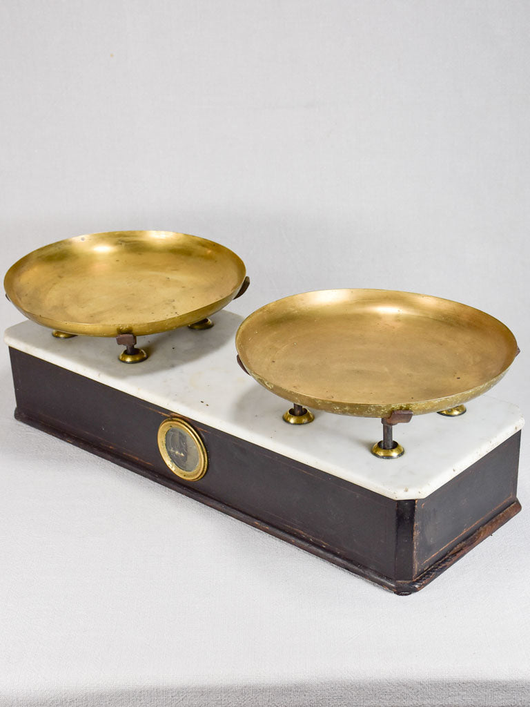 Napoleon III 19th-century baker's weigh scales - marble 25½"