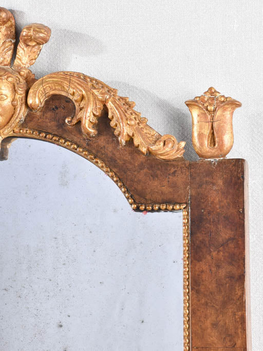 PAIR OF 19TH CENTURY ITALIAN GILT WOOD MIRRORS WITH MASQUERADE PEDIMENT 39½" x 19¾"