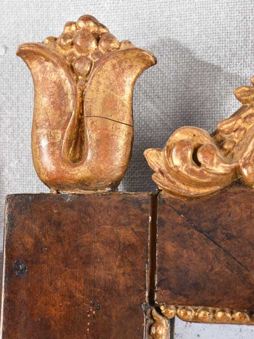 PAIR OF 19TH CENTURY ITALIAN GILT WOOD MIRRORS WITH MASQUERADE PEDIMENT 39½" x 19¾"