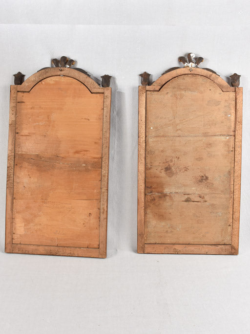 PAIR OF 19TH CENTURY ITALIAN GILT WOOD MIRRORS WITH MASQUERADE PEDIMENT 39½" x 19¾"