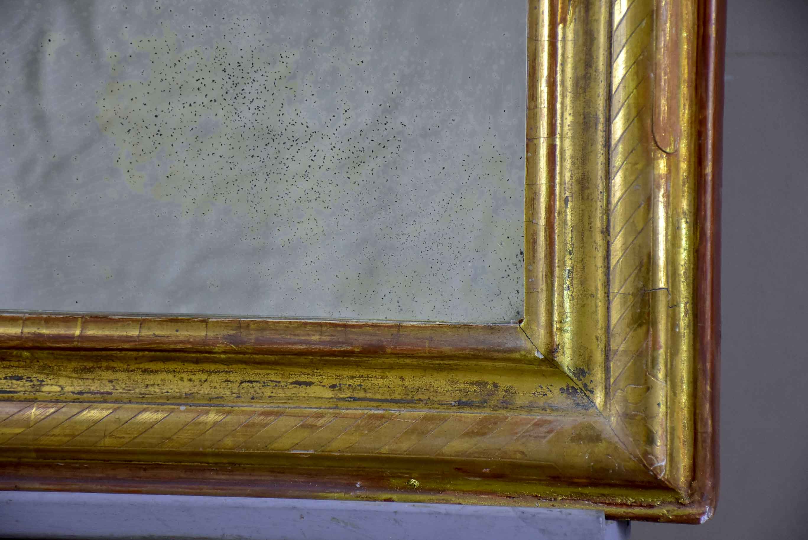 19th Century Louis Philippe mirror with gold frame and crest 26” x 35”