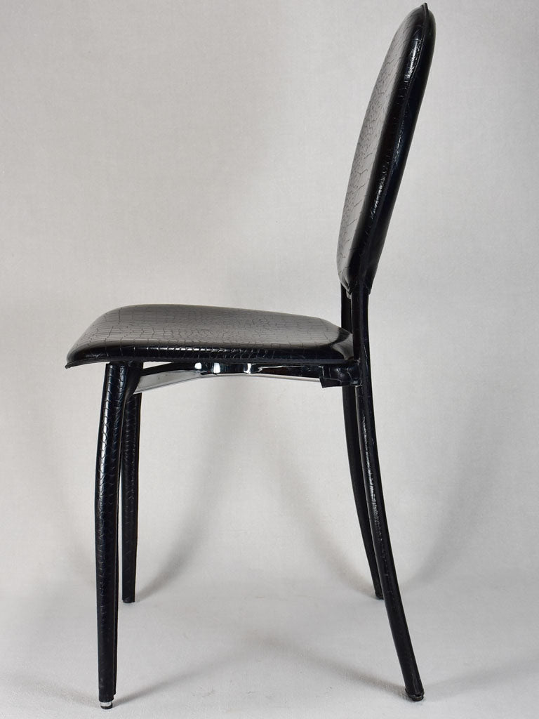 Vintage black leather chairs with crocodile pattern
