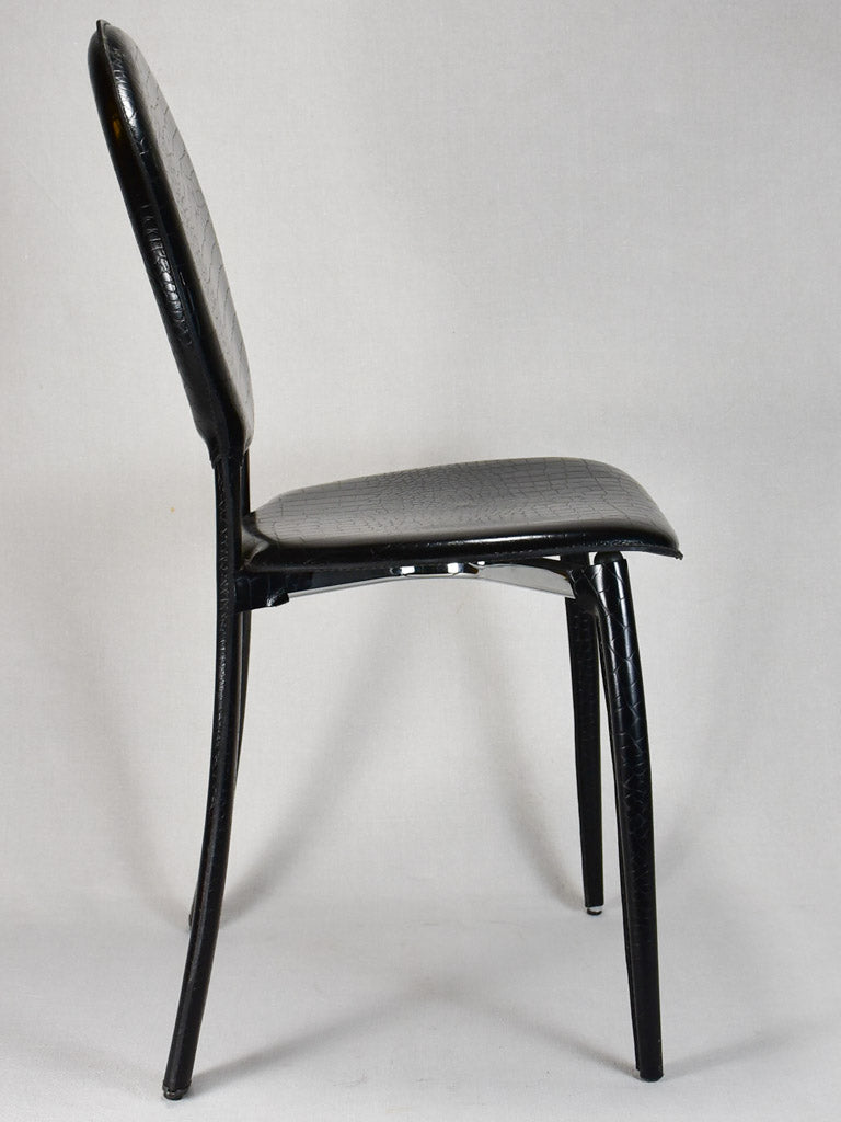Vintage black leather chairs with crocodile pattern