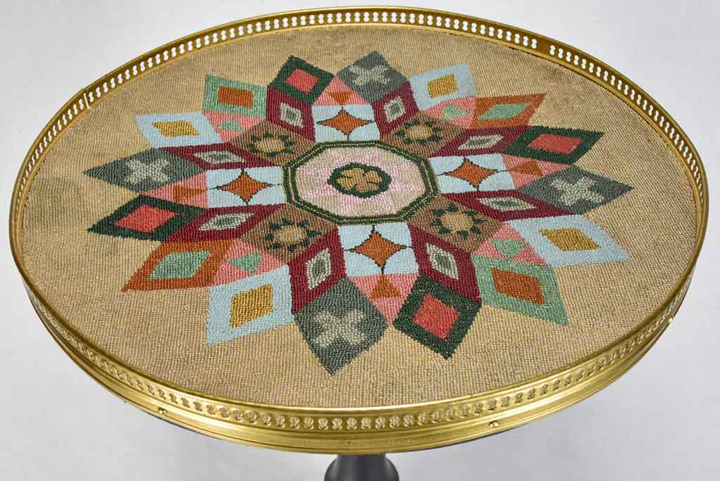 Napoleon III side table with glass bead decoration 19"