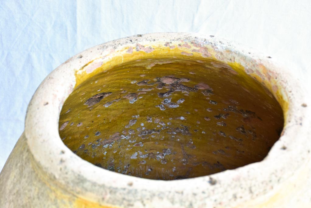 18th century Biot olive jar stamped and with holes around rim from wooden lid 31½"