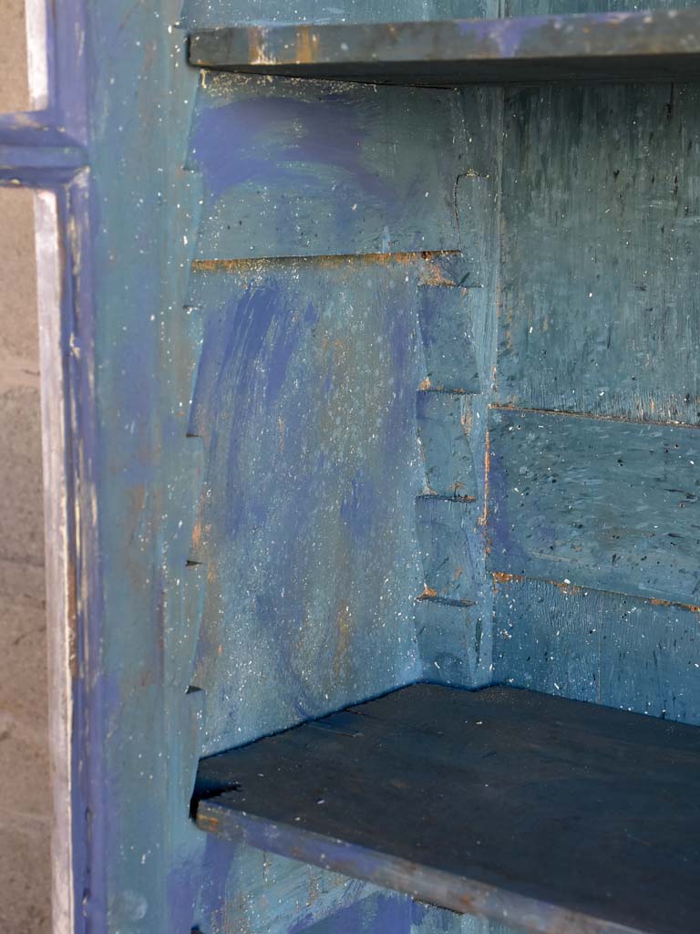 Late 19th Century French glass door cabinet / vitrine with grey and teal patina