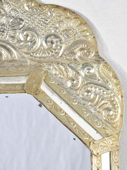 Vintage style Chilean embossed pewter Mirror