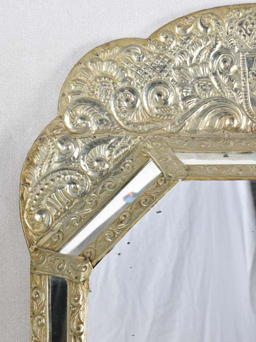 Majestic Lion Crest on Pewter Mirror