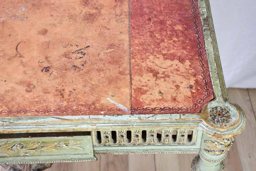 19th Century French Louis XVI style desk with leather top and original patina 41" x 24"