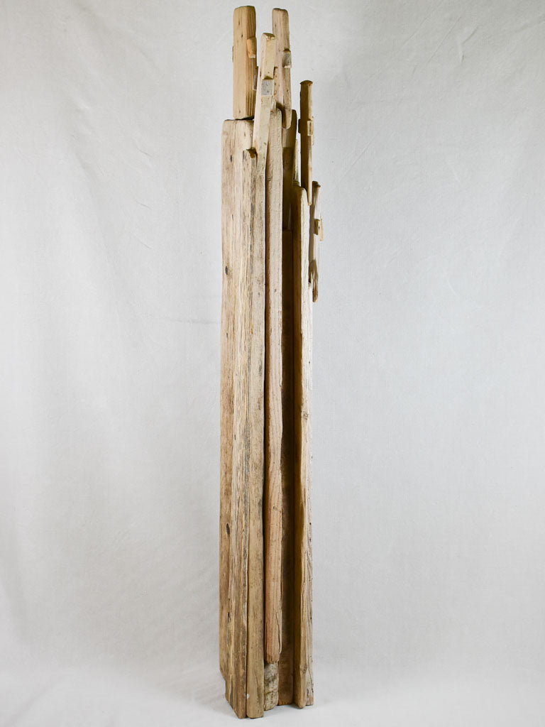 Large driftwood totem sculpture by JP Dreano - 8 characters 61½"