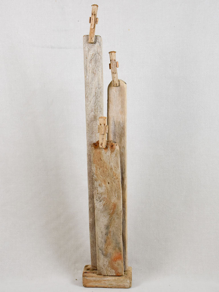 Driftwood totem sculpture by JP Dreano - 3 characters 37¾"