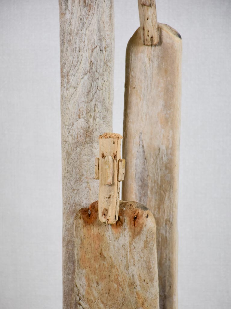 Driftwood totem sculpture by JP Dreano - 3 characters 37¾"
