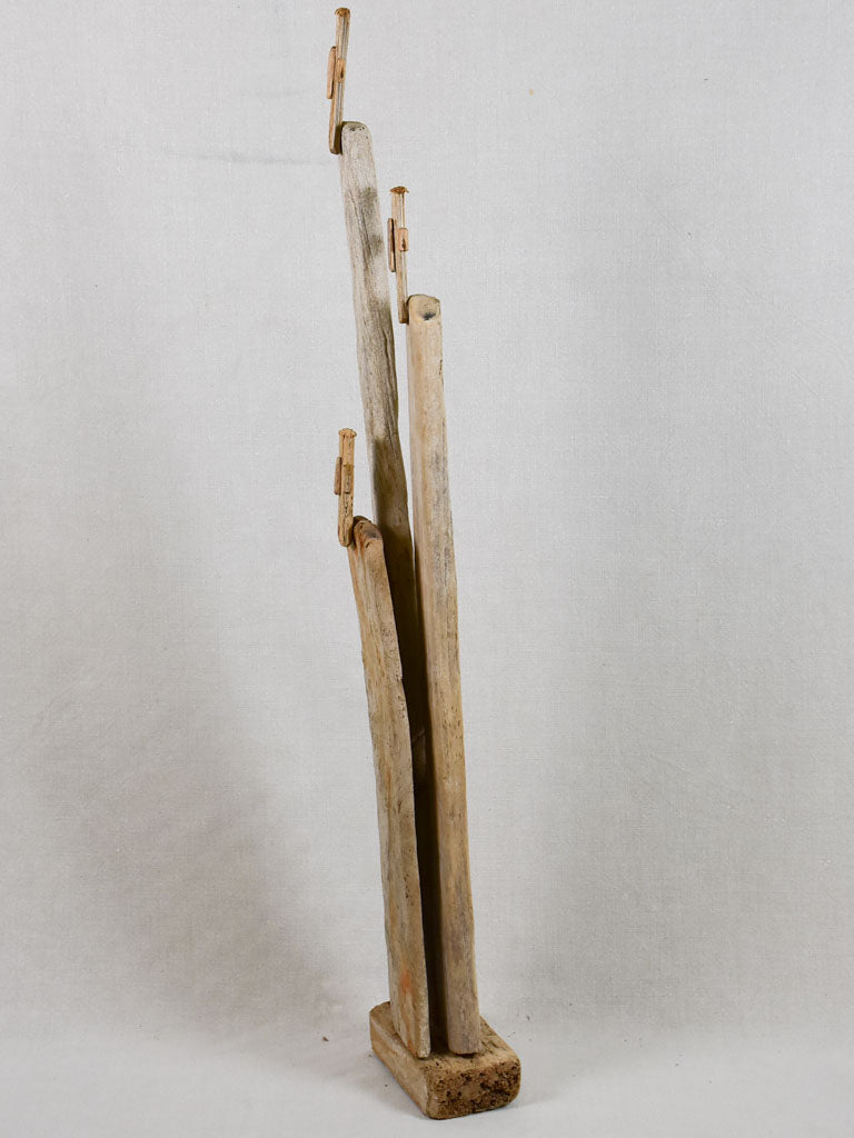 Driftwood totem sculpture by JP Dreano - 3 characters 37¾"