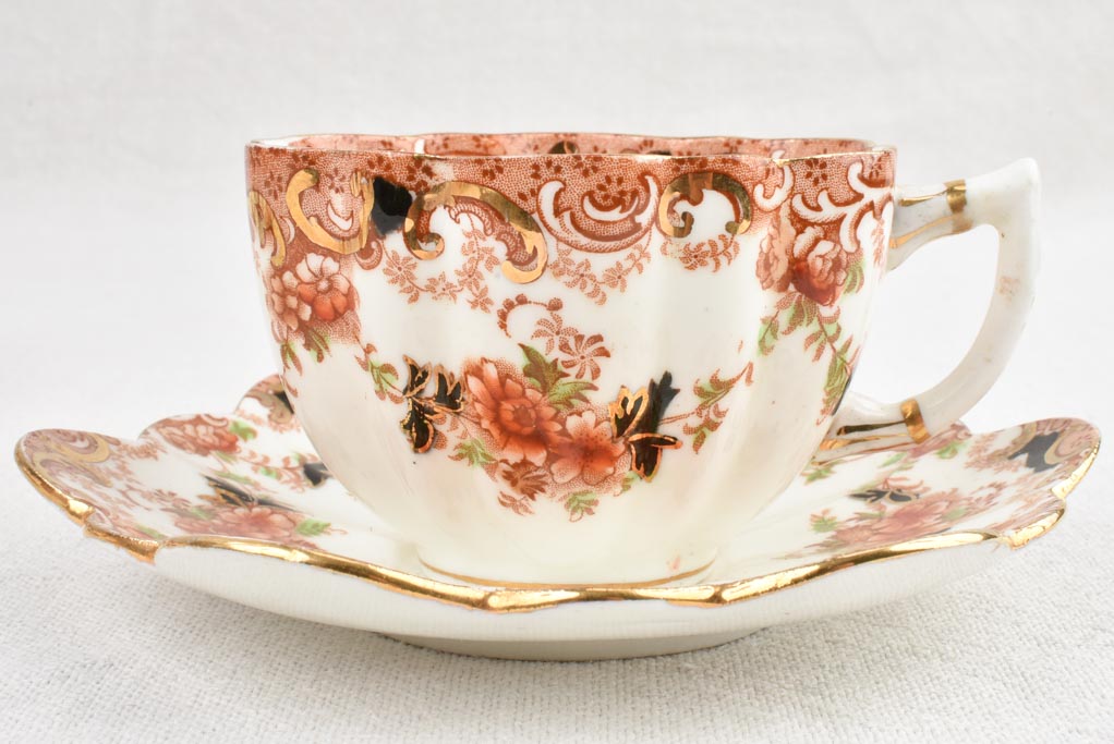 Set of 6 English china teacups & saucers