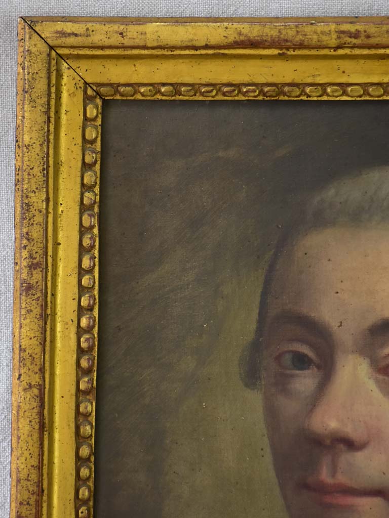 18th Century French portrait of a man in original frame - oil on canvas 15" x 19"