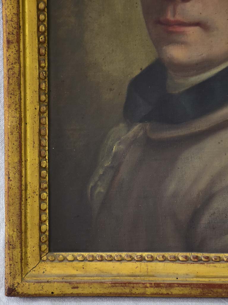 18th Century French portrait of a man in original frame - oil on canvas 15" x 19"