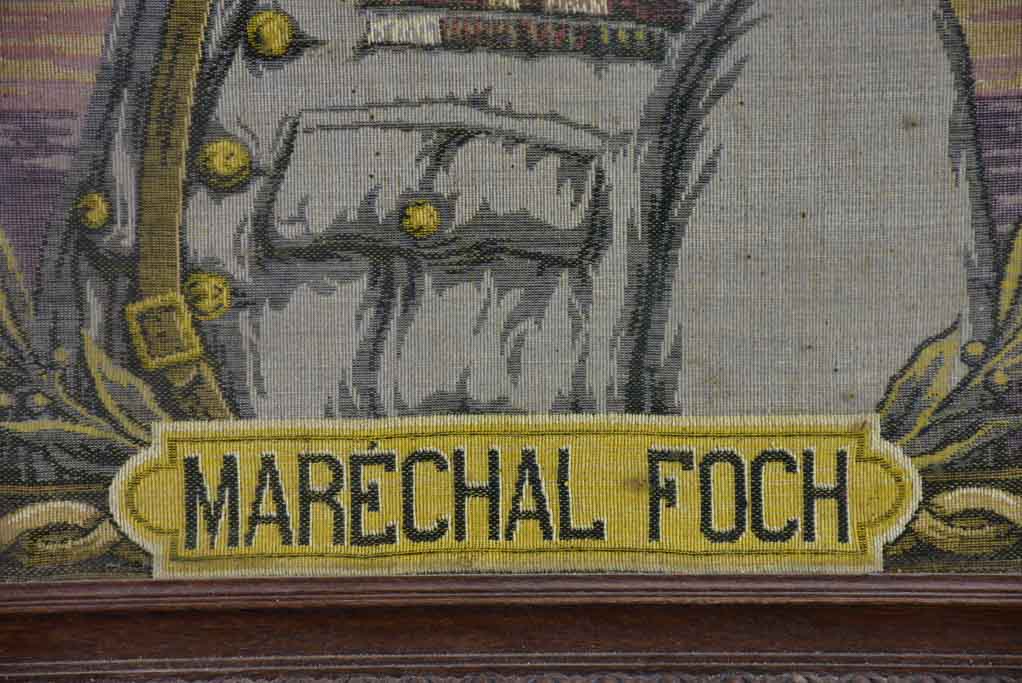 Early 20th Century framed tapestry of Marechal Ferdinand Foch 22½" x 22¾"