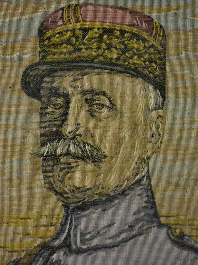 Early 20th Century framed tapestry of Marechal Ferdinand Foch 22½" x 22¾"
