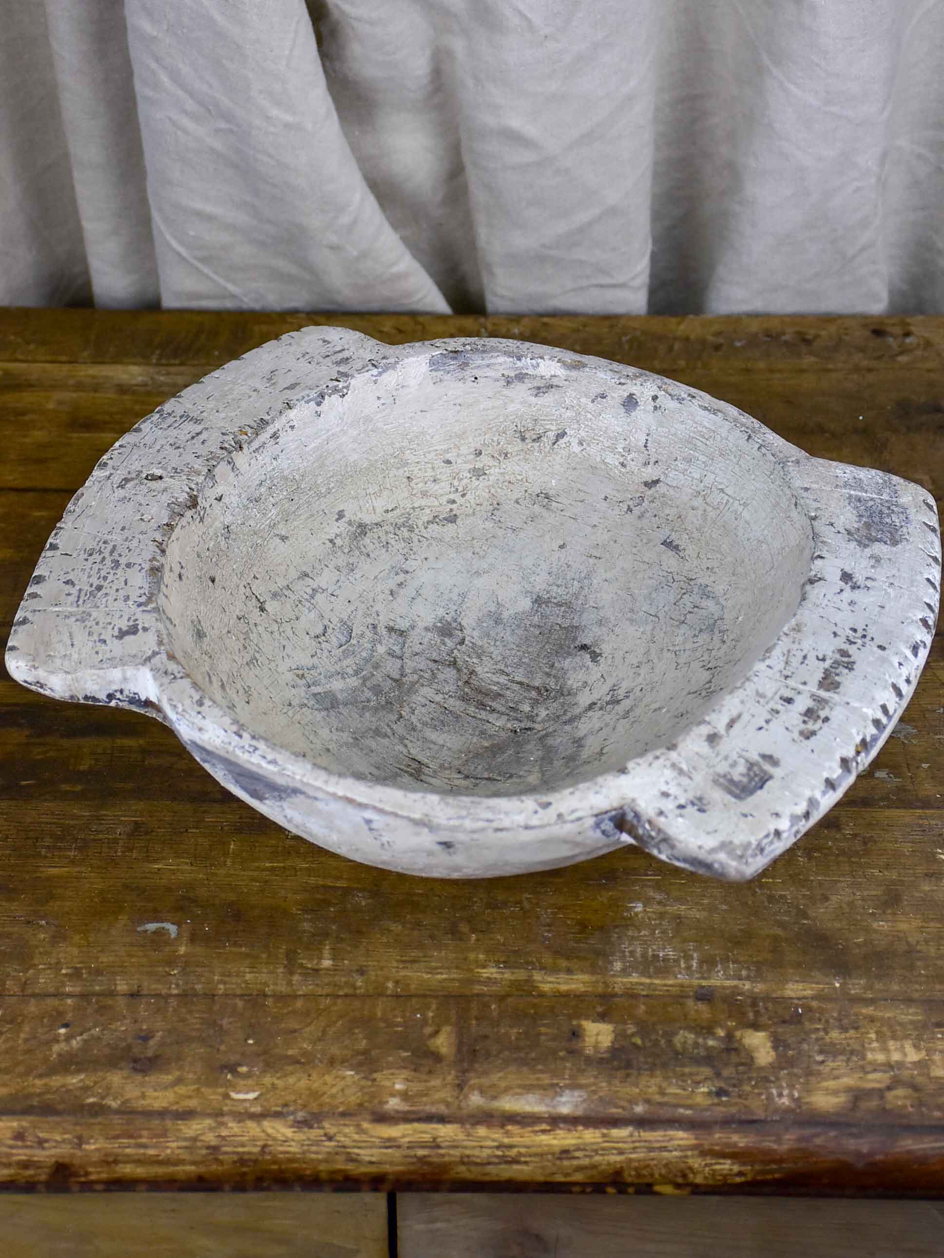 Antique French wooden dough bowl