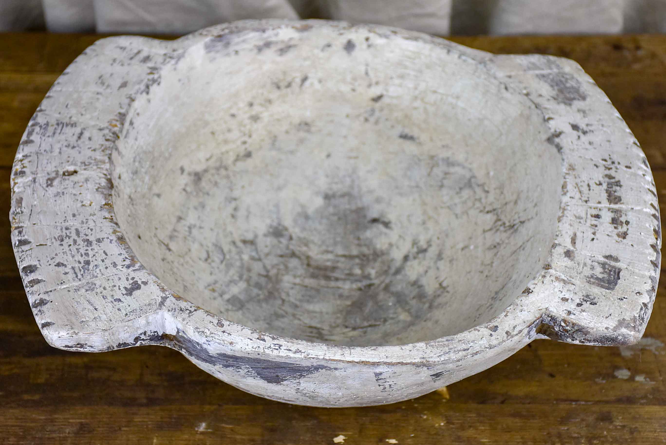 Antique French wooden dough bowl