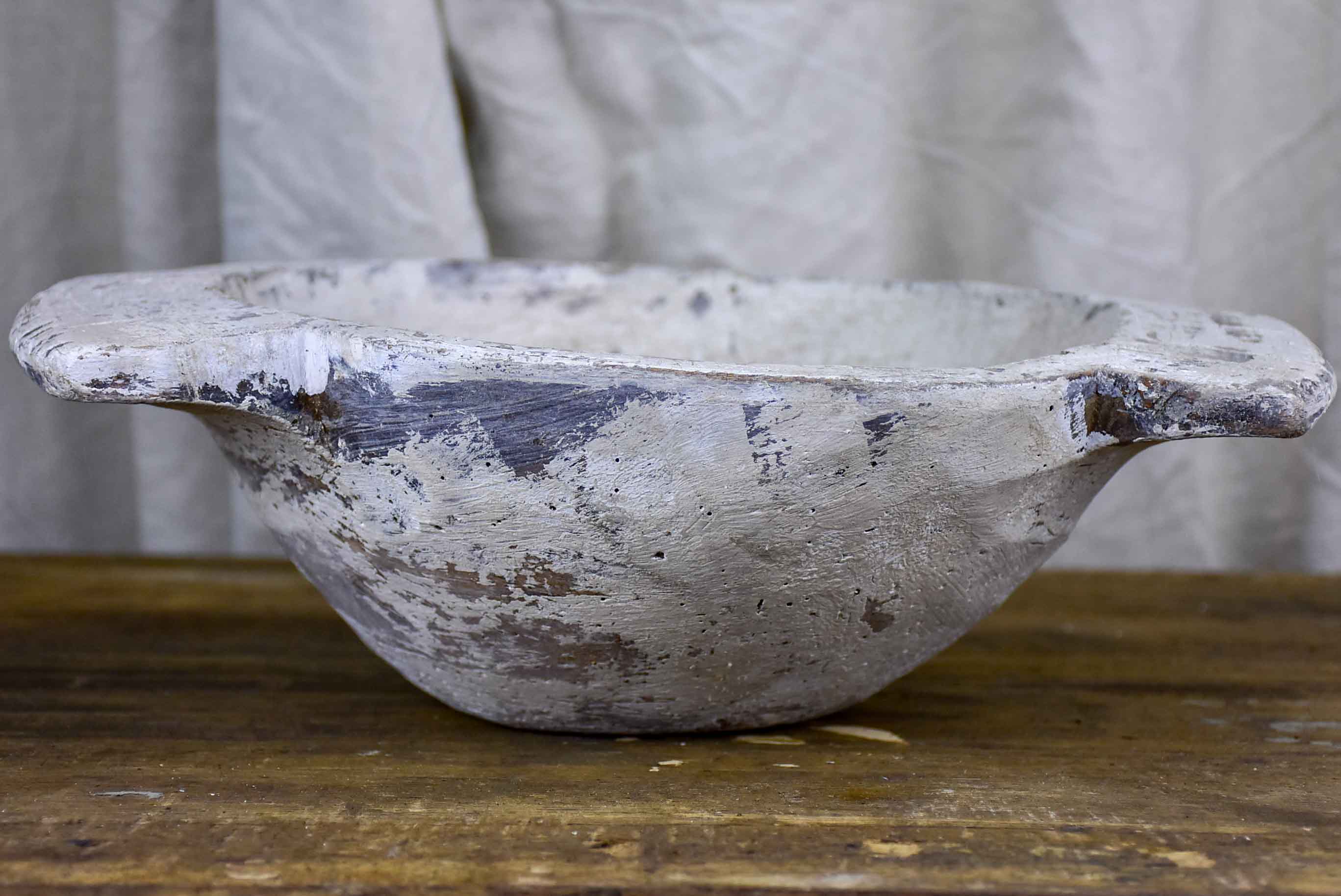 Antique French wooden dough bowl