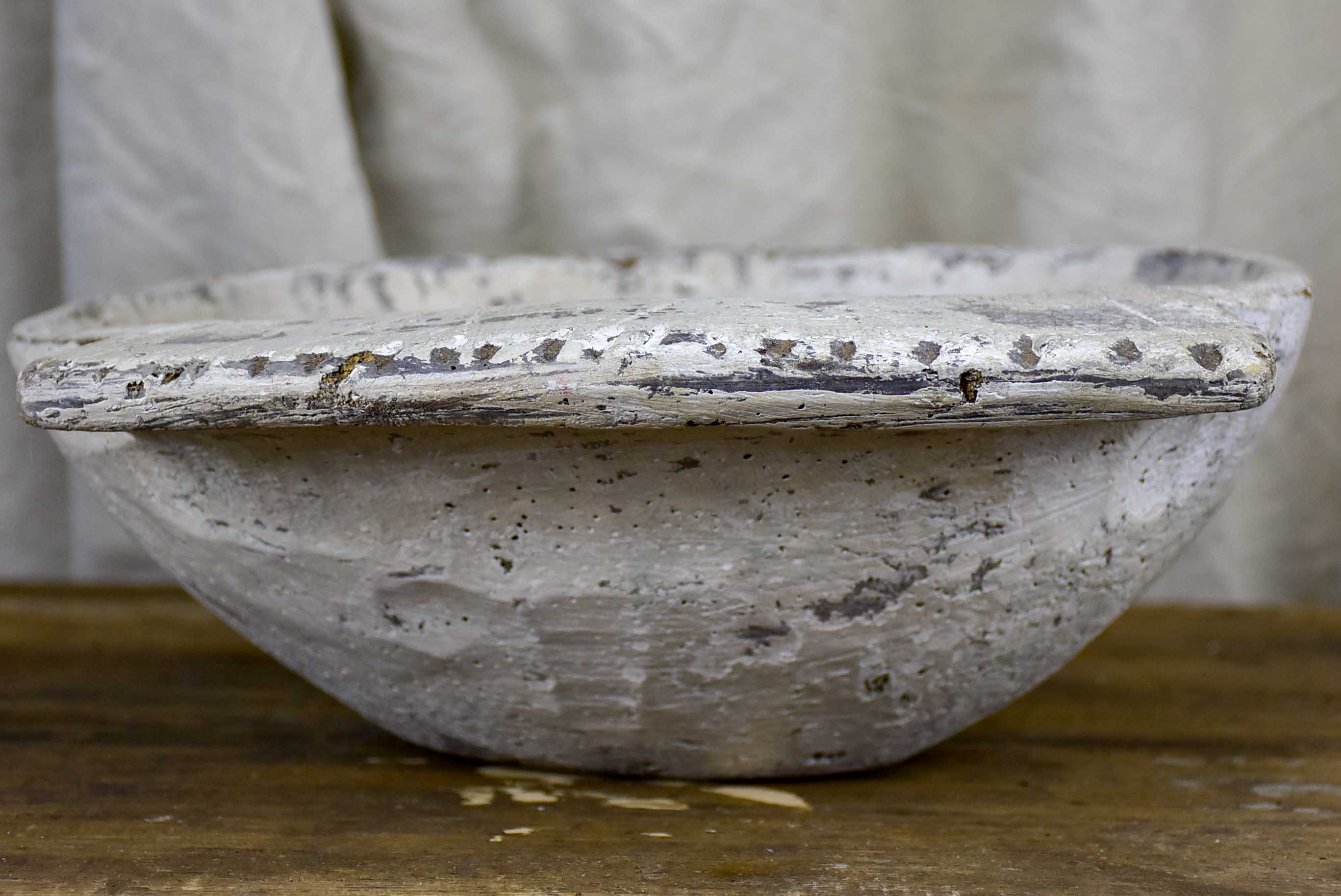 Antique French wooden dough bowl