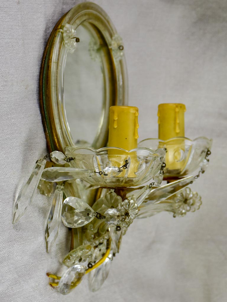 Small pair of Venetian mirrored wall sconces - 1940's 7½" x 11"