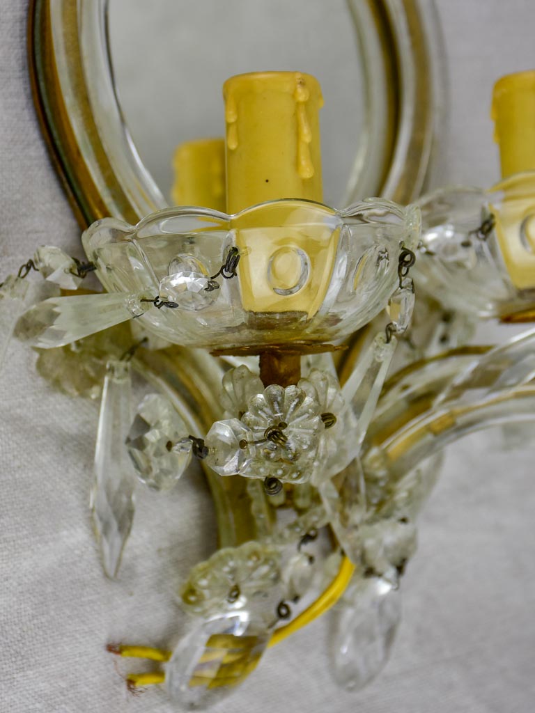 Small pair of Venetian mirrored wall sconces - 1940's 7½" x 11"