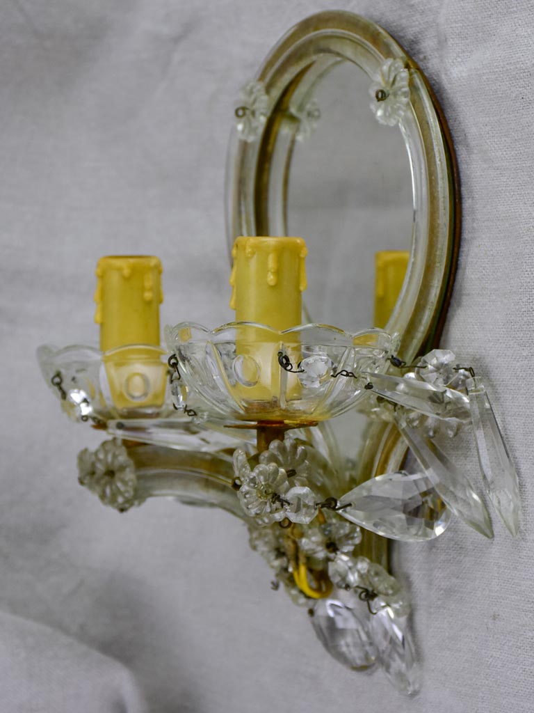 Small pair of Venetian mirrored wall sconces - 1940's 7½" x 11"