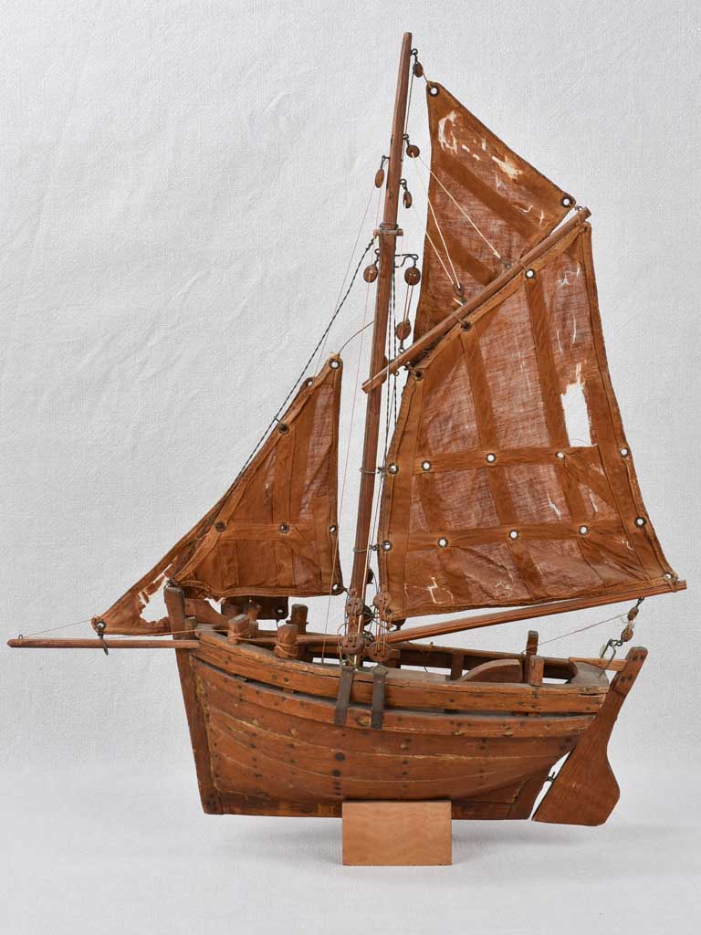 Model sailboat, handmade, early-20th-century, 23¼"