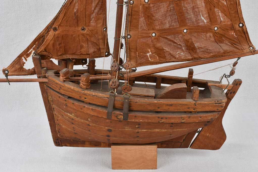Model sailboat, handmade, early-20th-century, 23¼"