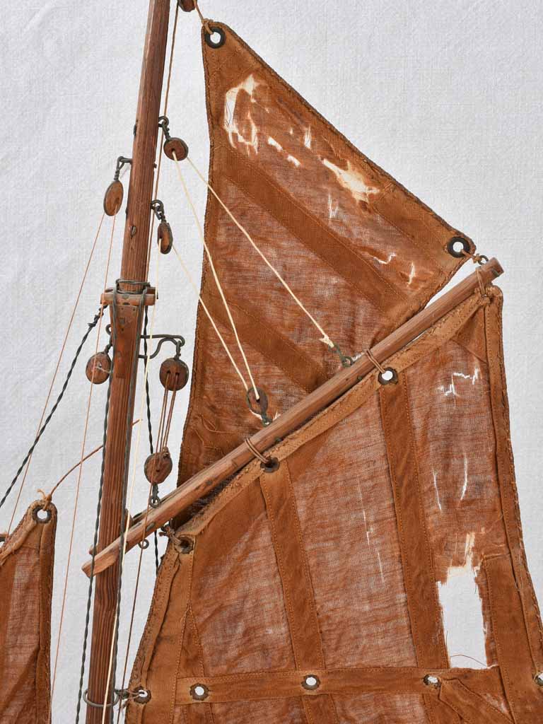 Model sailboat, handmade, early-20th-century, 23¼"