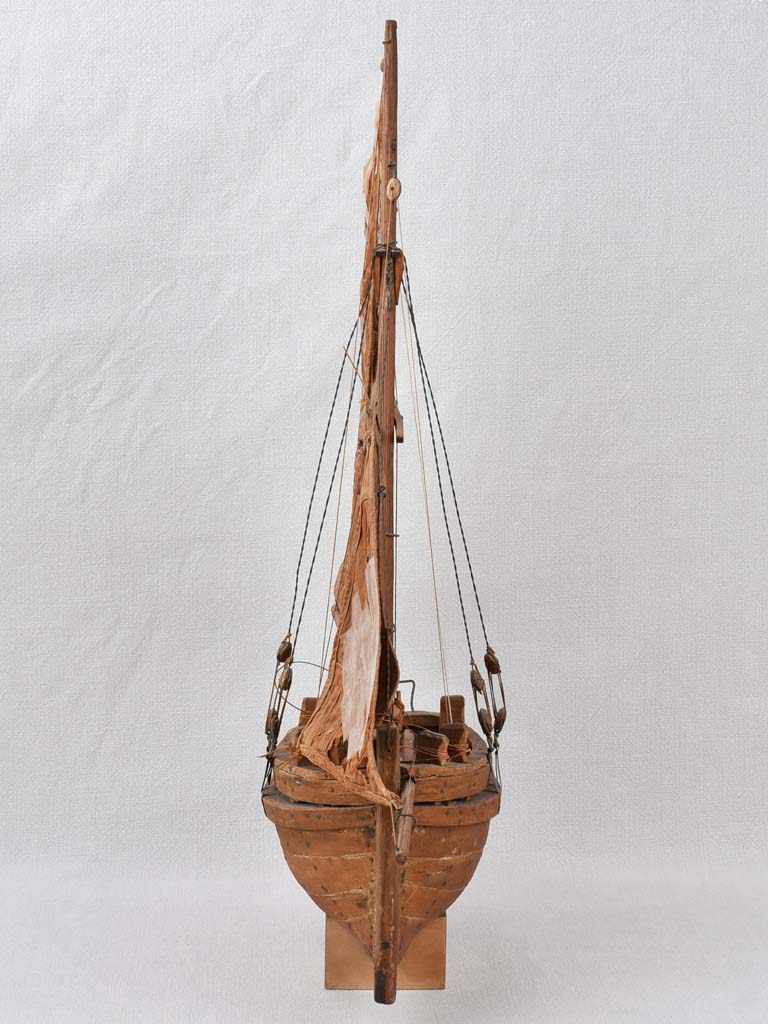 Model sailboat, handmade, early-20th-century, 23¼"