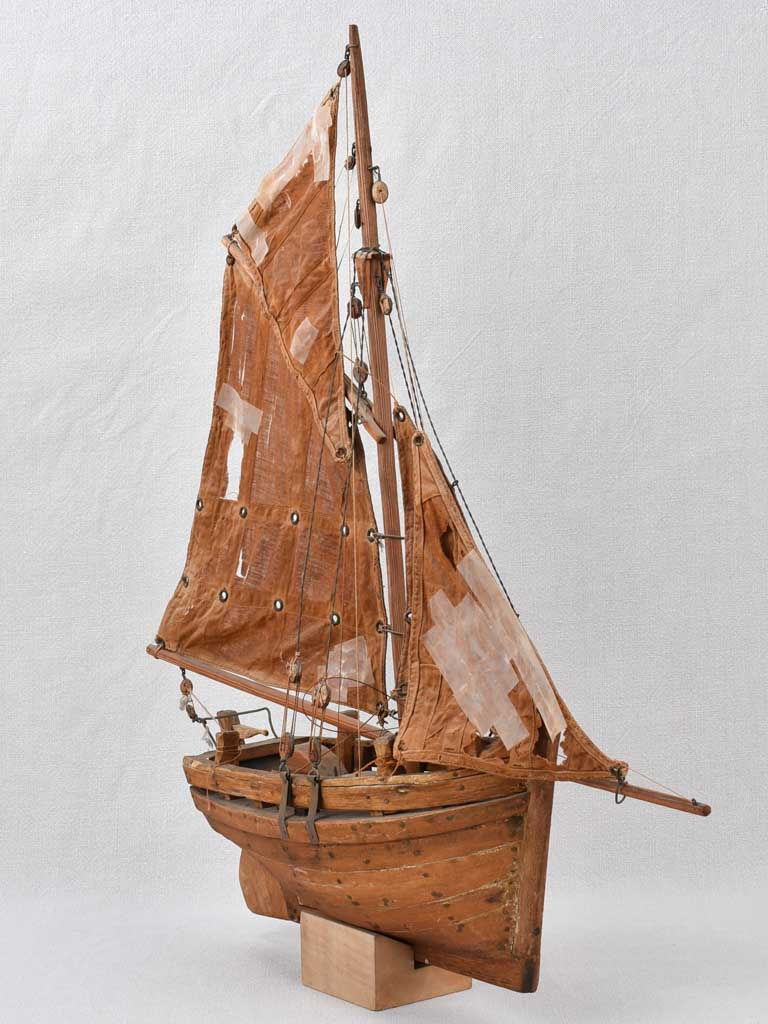 Model sailboat, handmade, early-20th-century, 23¼"