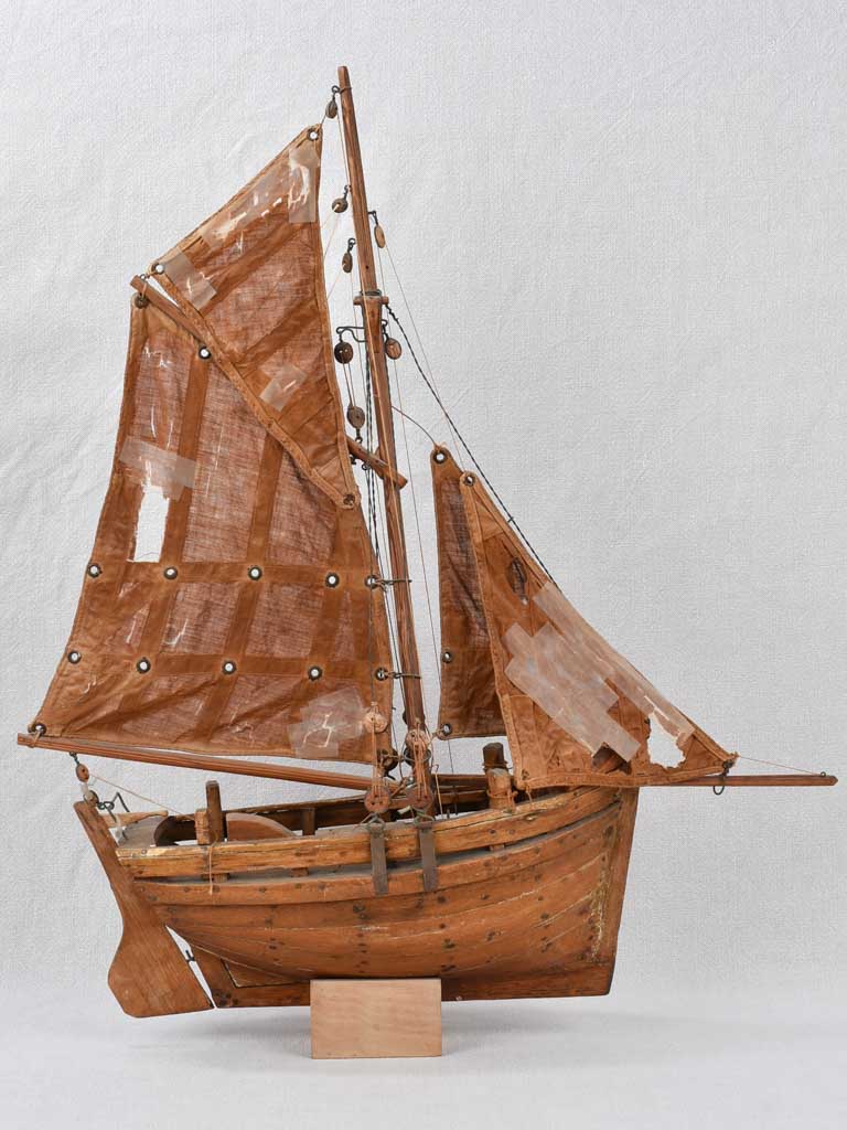 Model sailboat, handmade, early-20th-century, 23¼"