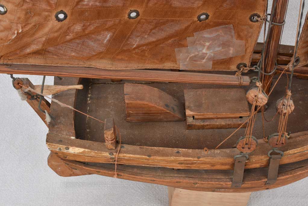 Model sailboat, handmade, early-20th-century, 23¼"