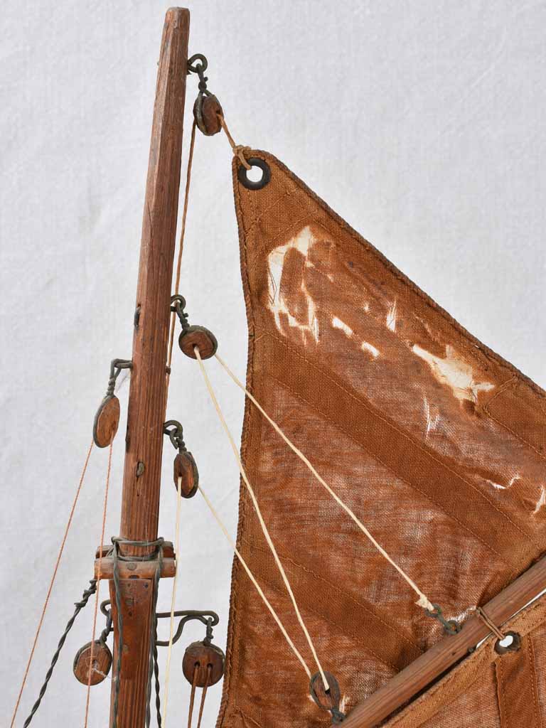 Model sailboat, handmade, early-20th-century, 23¼"