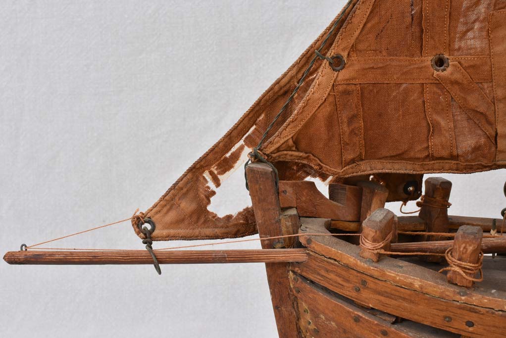 Model sailboat, handmade, early-20th-century, 23¼"