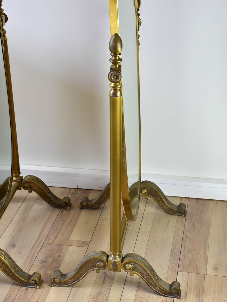 Pair of adjustable oval Italian mirrors from a boutique 61"