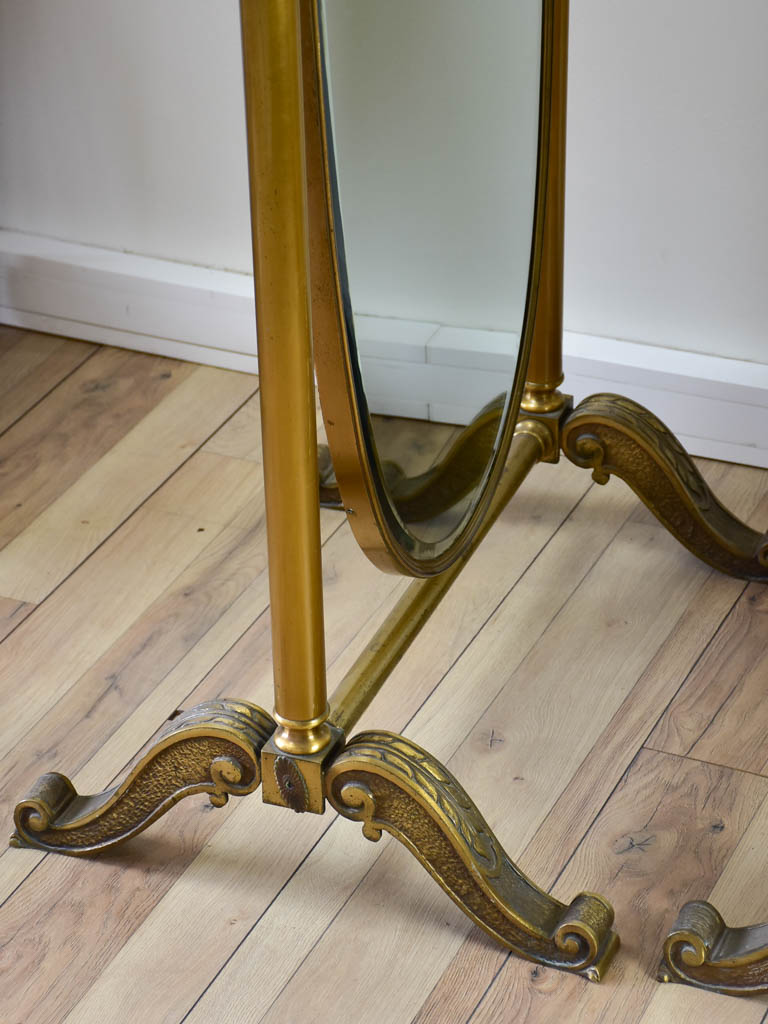 Pair of adjustable oval Italian mirrors from a boutique 61"