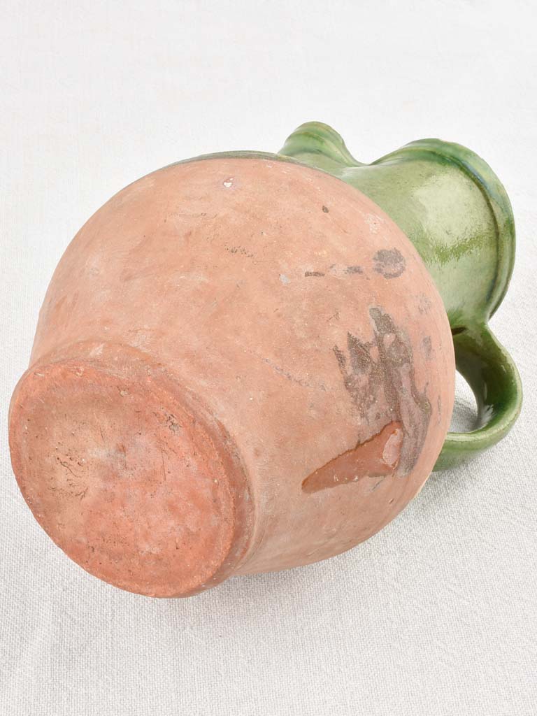 Antique French terracotta pitcher - green