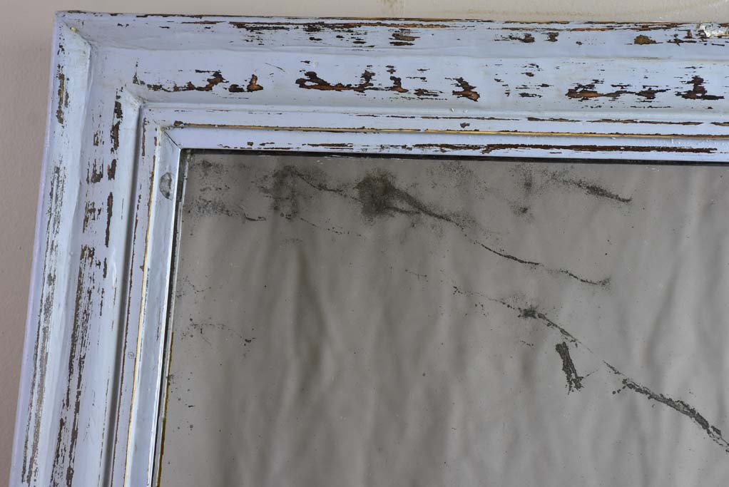 Antique French mantle mirror with grey patina and original timeworn glass 22¾" x 28¾"