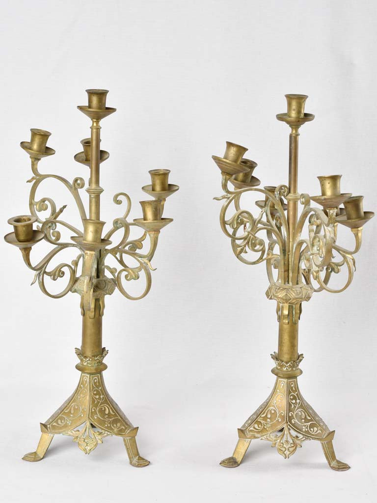 Aged Patina Heavy Candlesticks