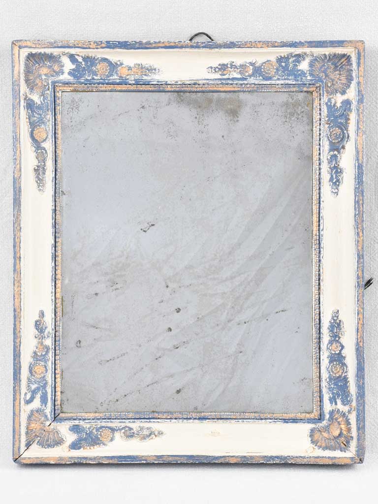 Small 19th century Restauration mirror with blue frame 19¾" x 16¼"