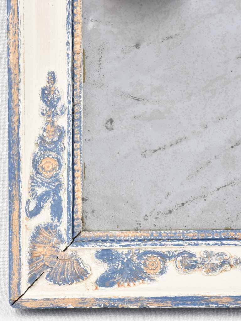Small 19th century Restauration mirror with blue frame 19¾" x 16¼"