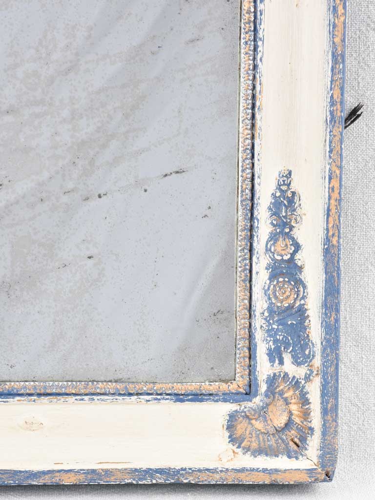 Small 19th century Restauration mirror with blue frame 19¾" x 16¼"