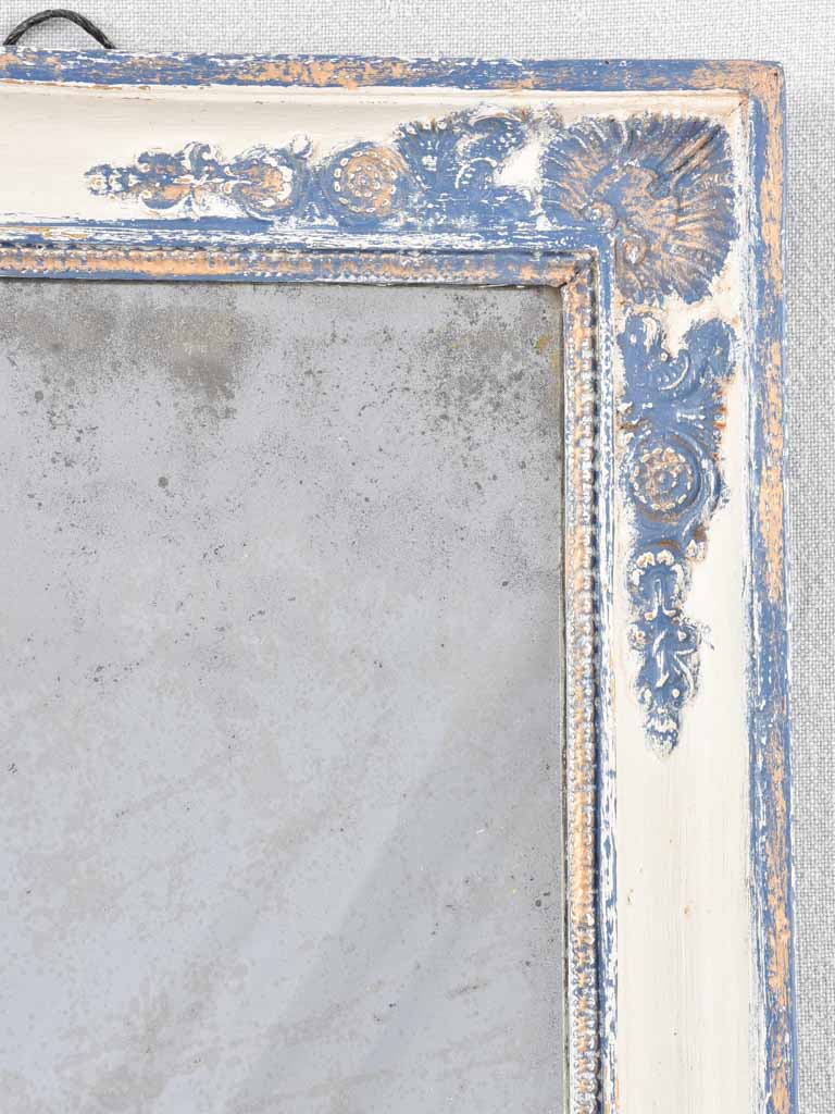 Small 19th century Restauration mirror with blue frame 19¾" x 16¼"