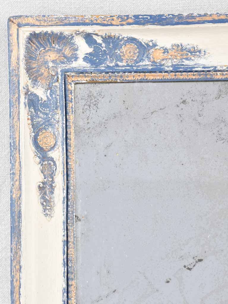 Small 19th century Restauration mirror with blue frame 19¾" x 16¼"