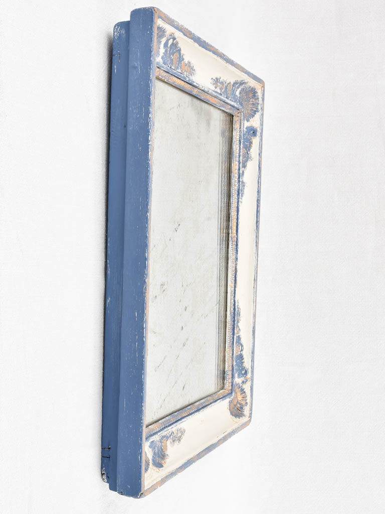 Small 19th century Restauration mirror with blue frame 19¾" x 16¼"